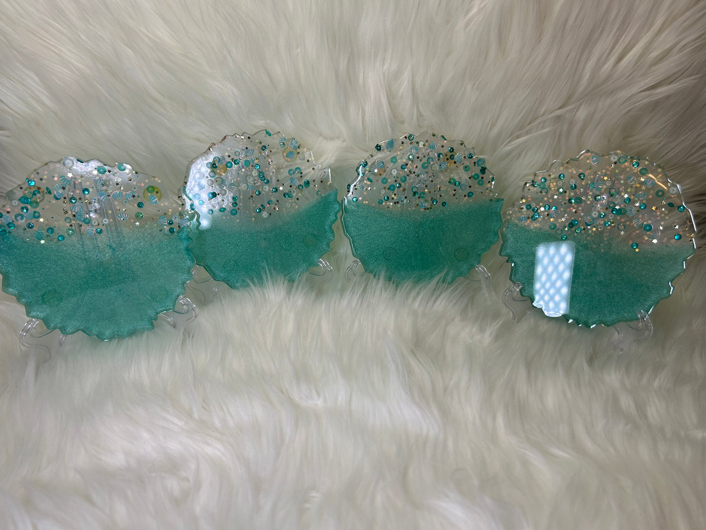Mint green coasters
