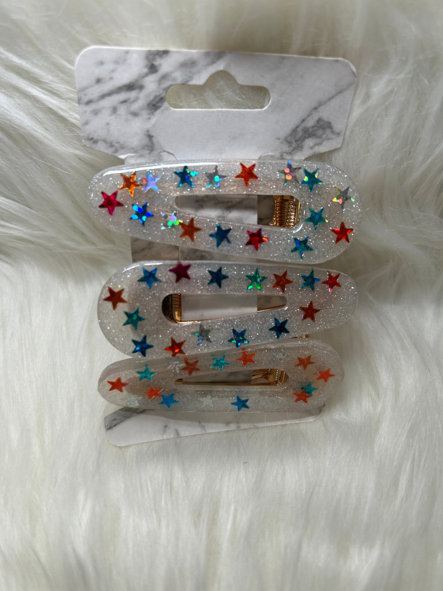 Red, white, and blue stars barrettes