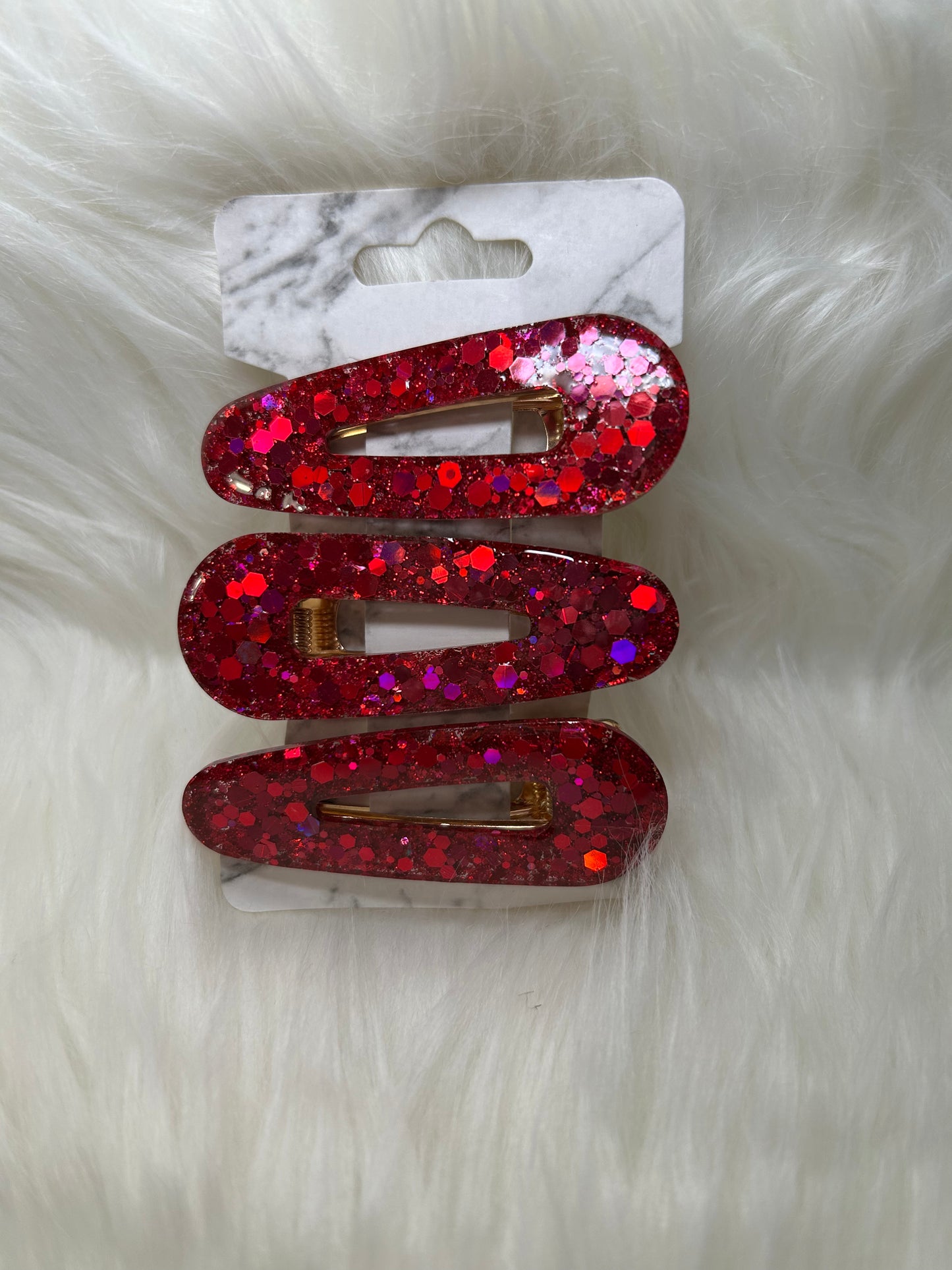 Red glitter barrettes