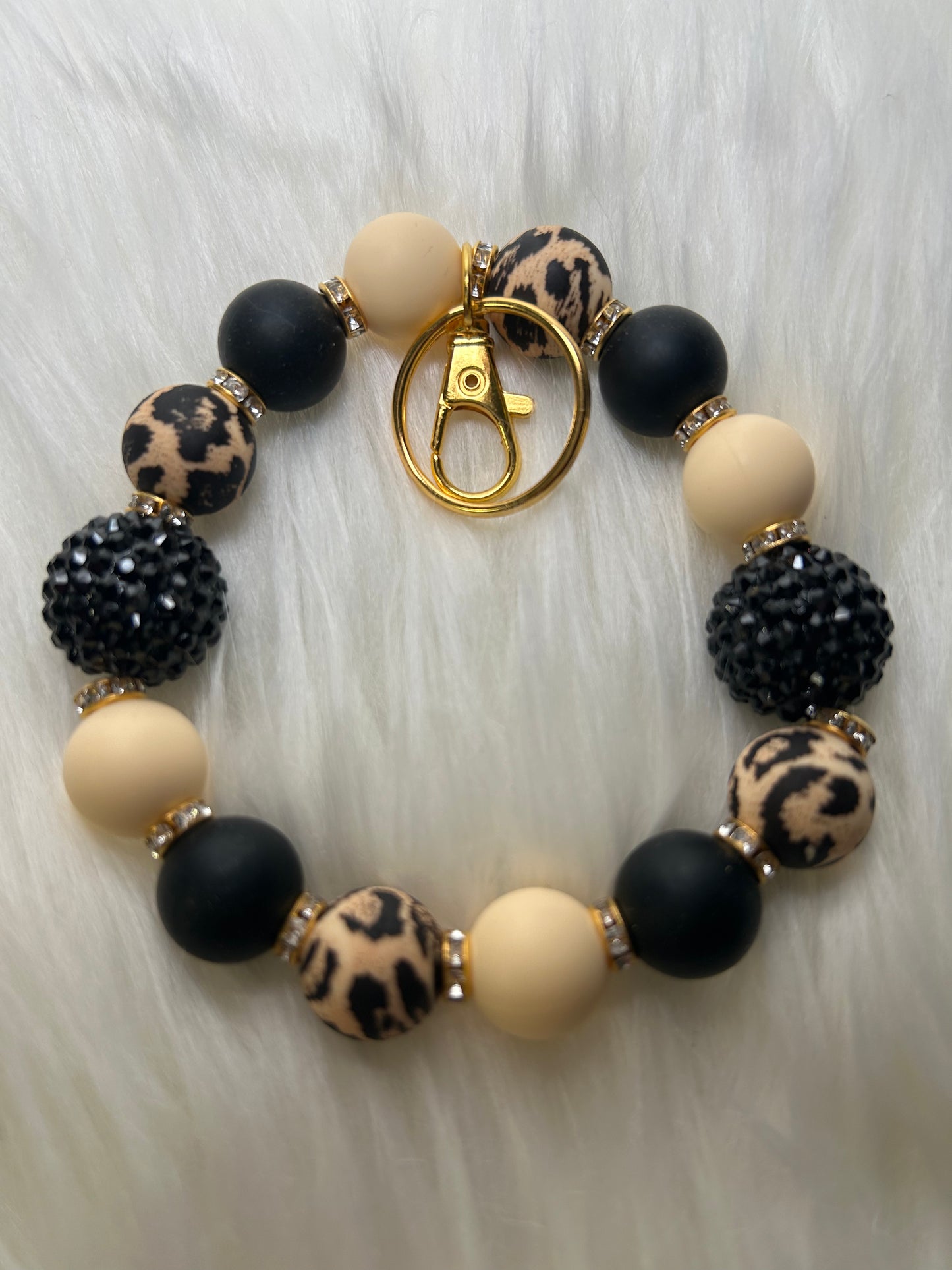 Black and leopard wristlet