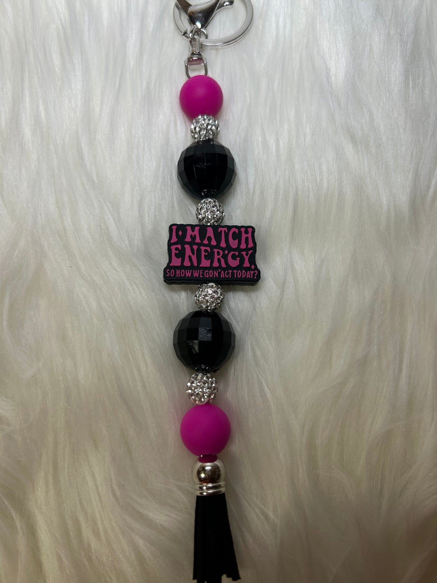 Pink and black keychain