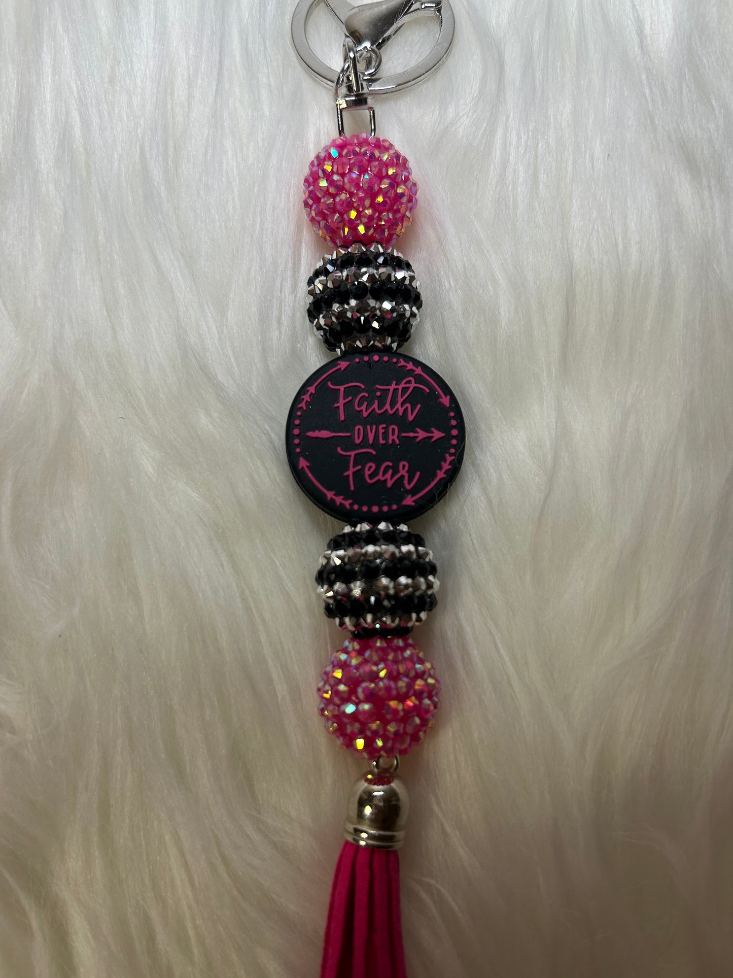 Pink and black keychain