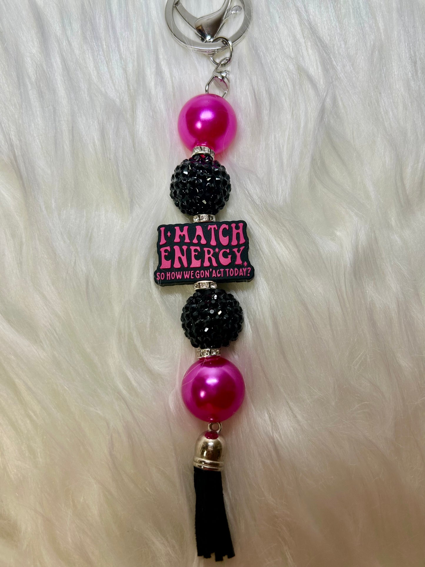 Pink and black keychain