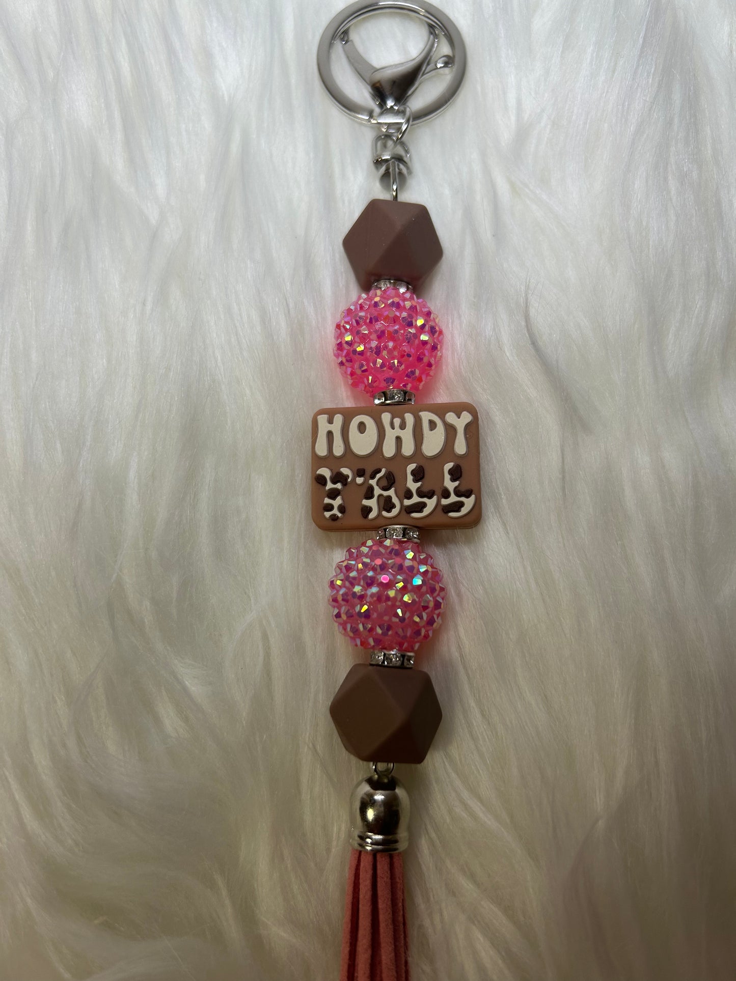 Pink and brown keychain