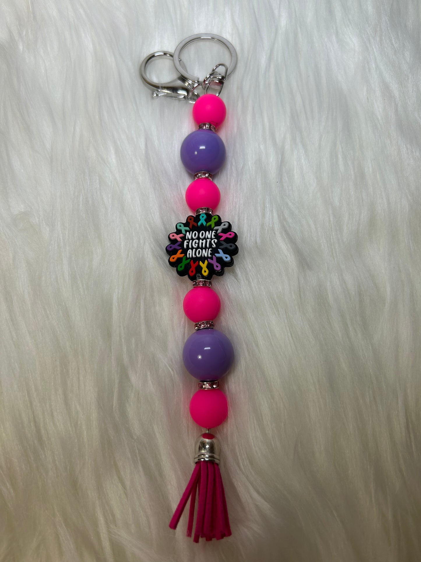 Pink and purple cancer awareness keychain