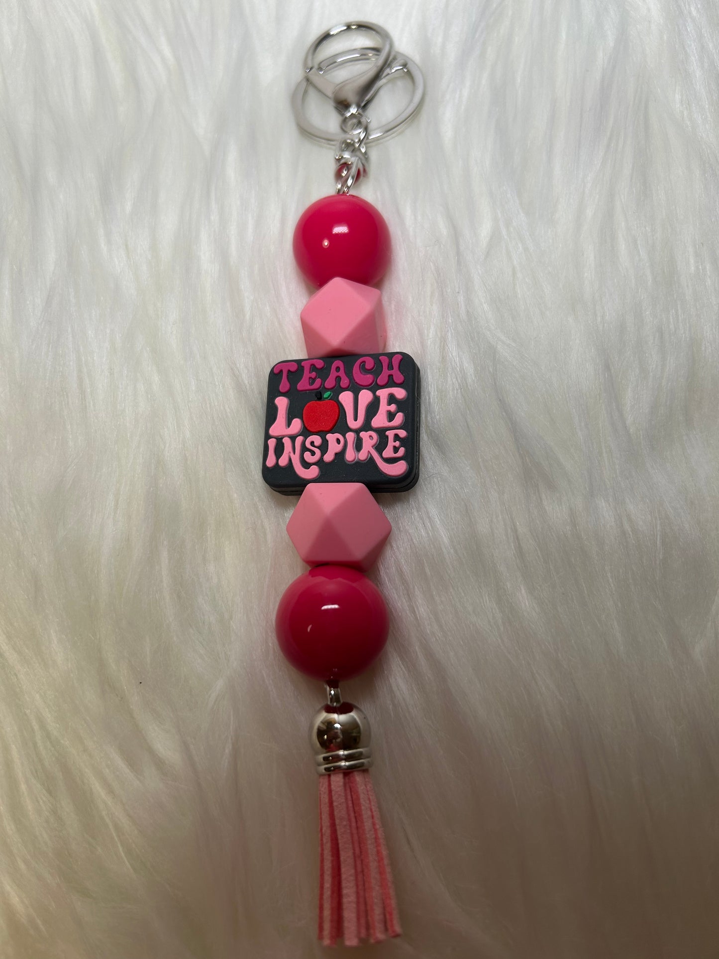 Pink teacher keychain