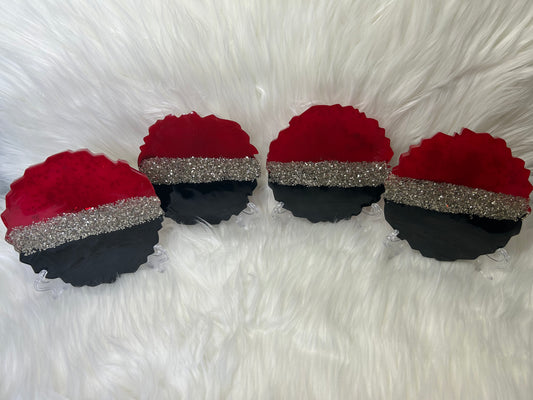Red and black coasters