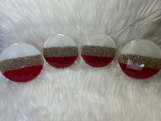 Red and white coasters
