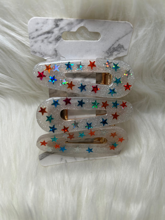 Red, white, and blue stars barrettes