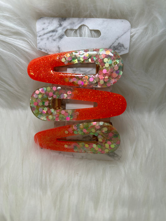 Orange polka dots barrettes