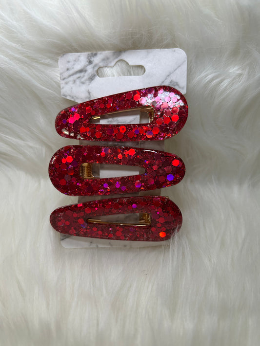 Red glitter barrettes