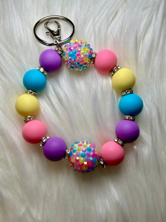 Pastel colored wristlet keychain