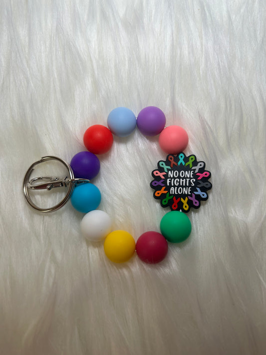 Multicolor cancer wristlet keychain