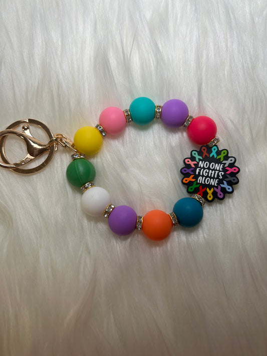 Multicolor Cancer wristlet keychain