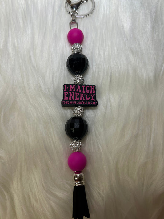 Pink and black keychain