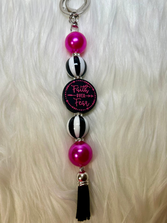 Pink and black keychain