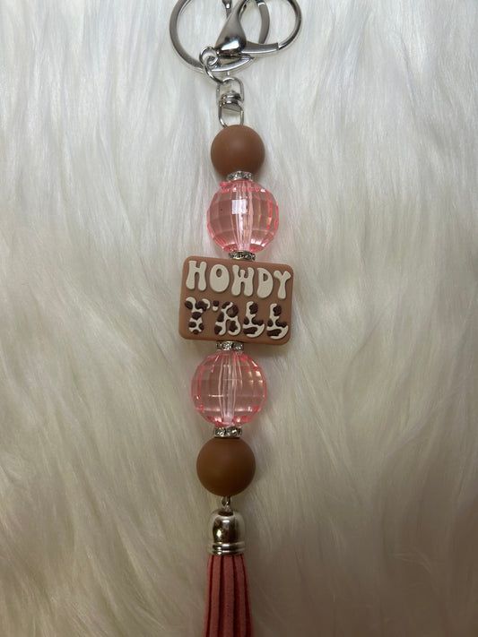 Pink and brown keychain