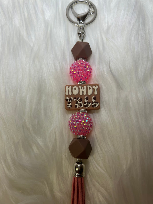 Pink and brown keychain