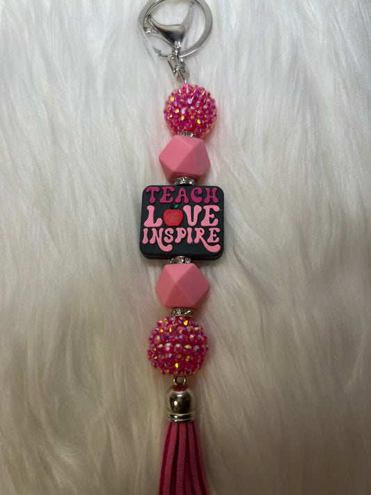 Pink teacher keychain