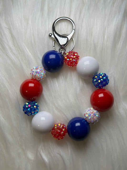 Red, white, and blue wristlet keychain